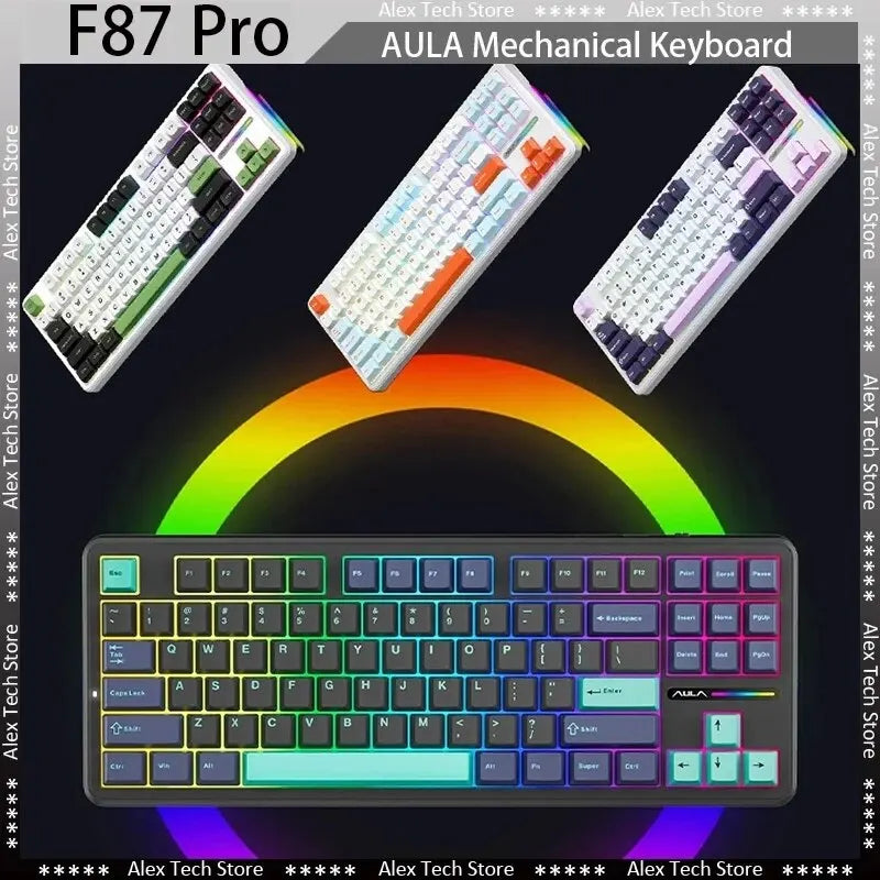 AULA F87 Pro Mechanical Keyboard: Wireless with RGB Lighting